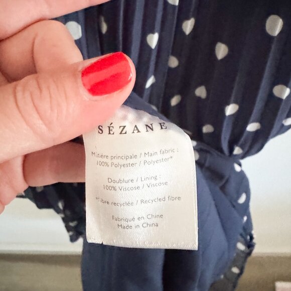 Sezane Rachelle Navy Ecru Dots Dress EU 34 / US 4 - Picture 6 of 7